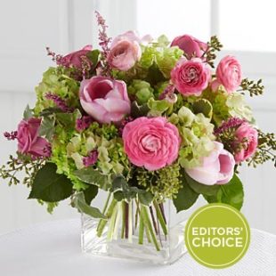 Lake Oswego Flowers Delivered - Blooms of Hope flower arrangement with hydrangea, roses, ranunculus and eucalyptus seeds