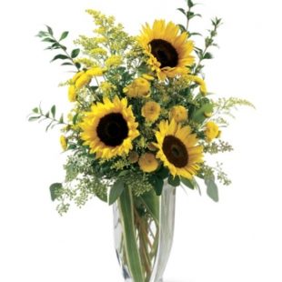 Bright All Yellow Sunflower Flower arrangement from locally owned lake oswego florist artistic flowers