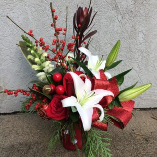 Merry and Bright Holiday Arrangement Flower arrangement from trusted and locally owned Lake Oswego, OR florist Artistic Flowers