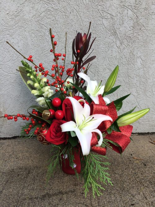 Merry and Bright Holiday Arrangement Flower arrangement from trusted and locally owned Lake Oswego, OR florist Artistic Flowers
